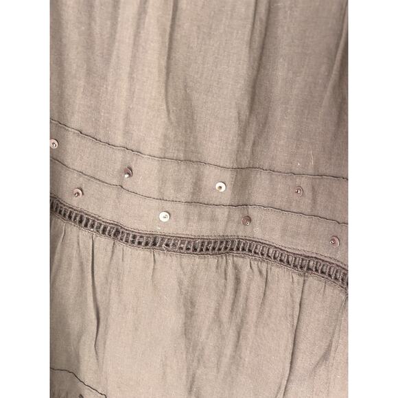 Y2K Cariloha Brown Midi Maxi Skirt Ruffle Tiered Boho Fairy Forest Large Sheer - Picture 3 of 13